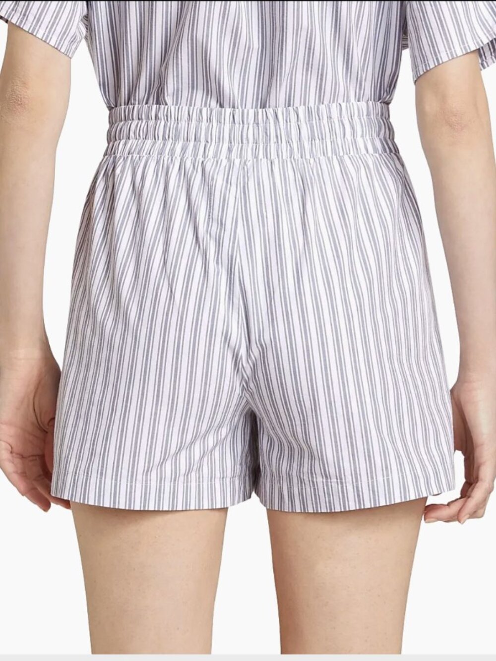 NWT Stella Dux/Saks 5th- Striped Cotton Shorts White Seaport Blue- L- MSRP $128 - Picture 2 of 15